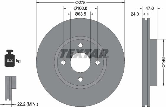 Textar 92075400 - Спирачен диск vvparts.bg