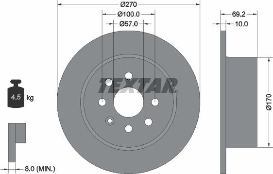 Textar 92075500 - Спирачен диск vvparts.bg