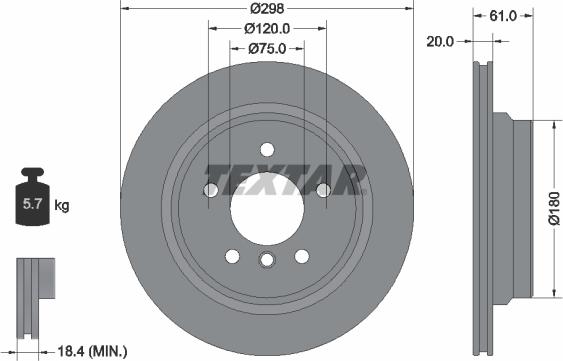 Textar 92075103 - Спирачен диск vvparts.bg