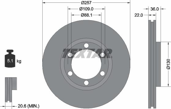 Textar 92075800 - Спирачен диск vvparts.bg