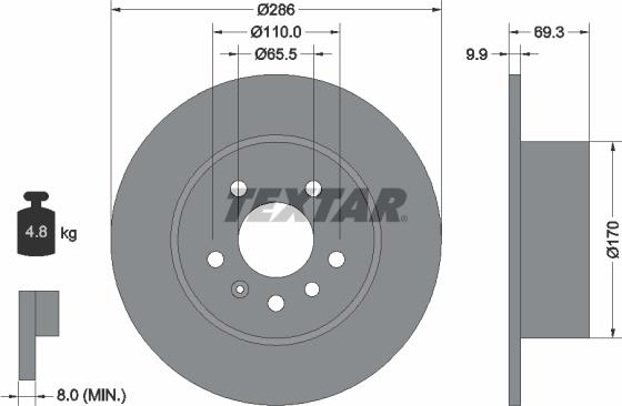 Textar 92075703 - Спирачен диск vvparts.bg