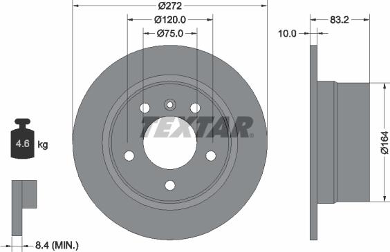 Textar 92076705 - Спирачен диск vvparts.bg