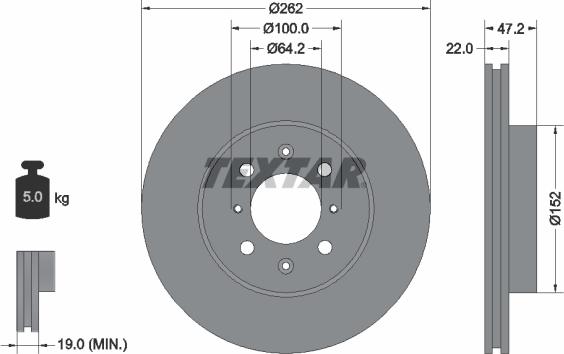 Textar 92070600 - Спирачен диск vvparts.bg