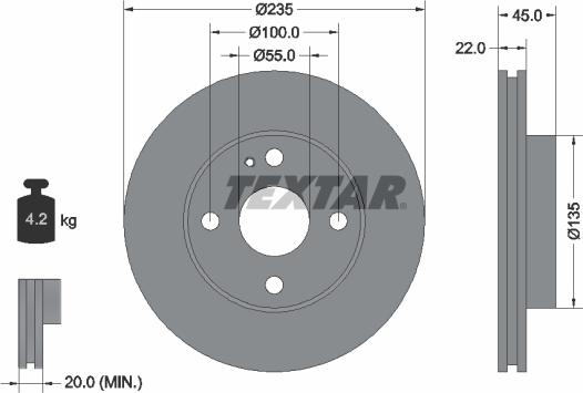 Textar 92071500 - Спирачен диск vvparts.bg