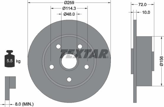 Textar 92078900 - Спирачен диск vvparts.bg