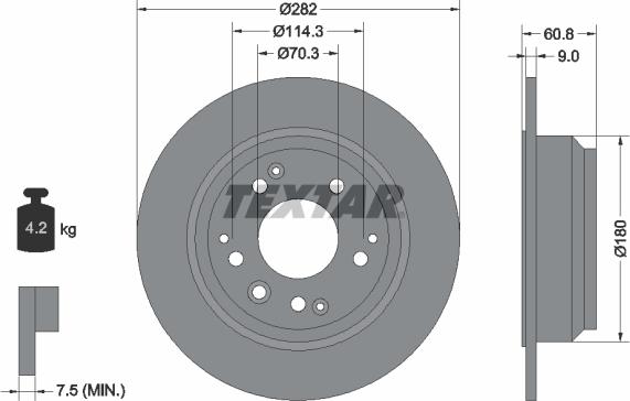 Textar 92078400 - Спирачен диск vvparts.bg