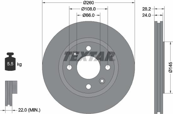 Textar 92078600 - Спирачен диск vvparts.bg