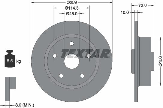 Textar 92078800 - Спирачен диск vvparts.bg