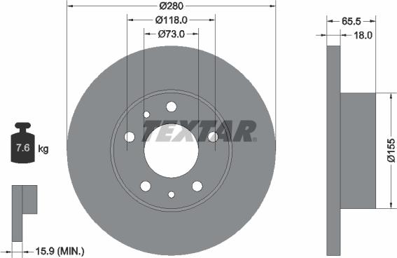 Textar 92073700 - Спирачен диск vvparts.bg