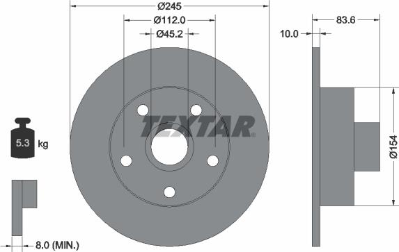 Textar 92072105 - Спирачен диск vvparts.bg