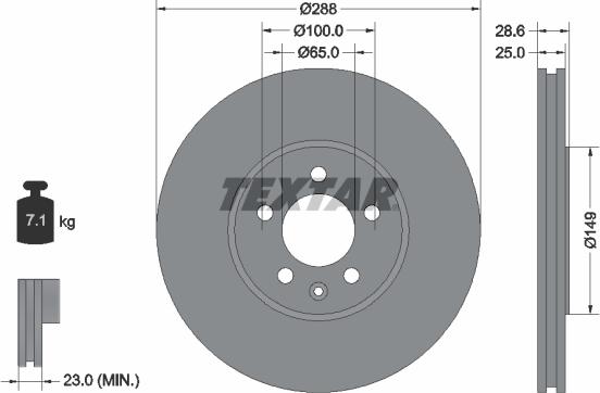 Textar 92072805 - Спирачен диск vvparts.bg