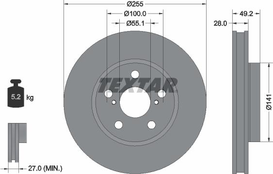Textar 92077500 - Спирачен диск vvparts.bg