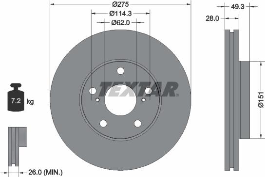 Textar 92077703 - Спирачен диск vvparts.bg