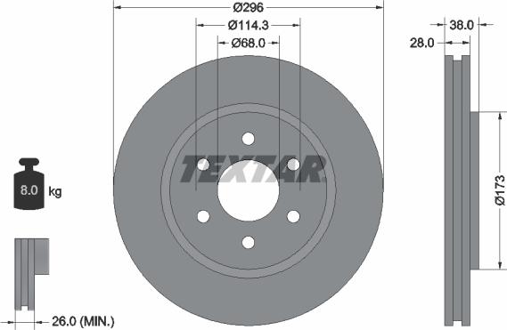 Textar 92199600 - Спирачен диск vvparts.bg