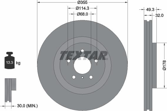 Textar 92199105 - Спирачен диск vvparts.bg