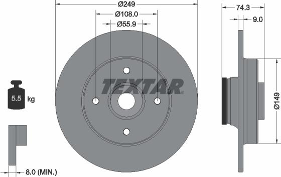 Textar 92194103 - Спирачен диск vvparts.bg