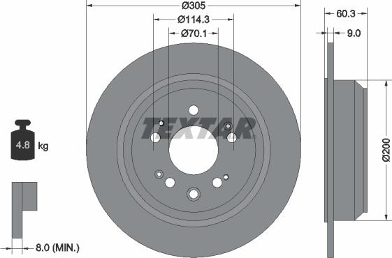 Textar 92195100 - Спирачен диск vvparts.bg