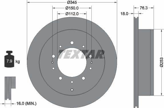 Textar 92198503 - Спирачен диск vvparts.bg