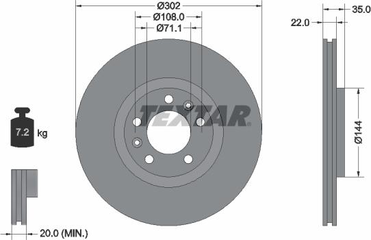 Textar 92197103 - Спирачен диск vvparts.bg