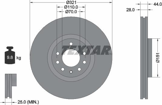 Textar 92149803 - Спирачен диск vvparts.bg