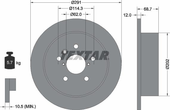 Textar 92144203 - Спирачен диск vvparts.bg