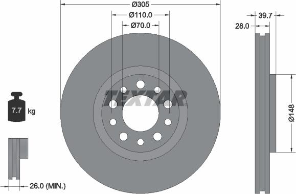 Textar 92145000 - Спирачен диск vvparts.bg