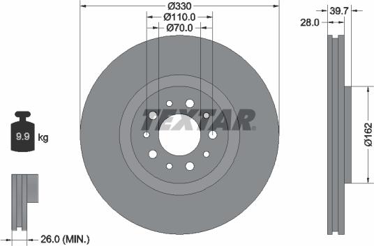 Textar 92145100 - Спирачен диск vvparts.bg