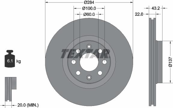 Textar 92145800 - Спирачен диск vvparts.bg