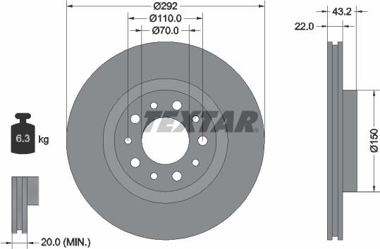 Textar 92145303 - Спирачен диск vvparts.bg