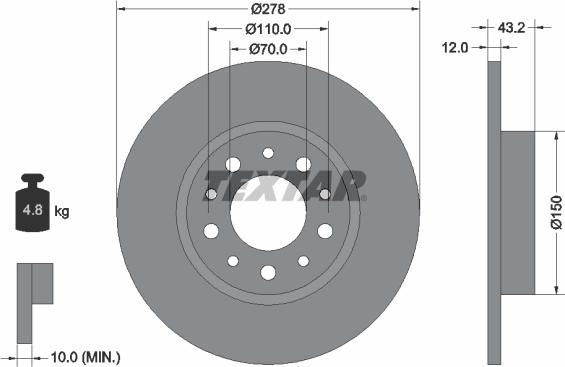 Textar 92145203 - Спирачен диск vvparts.bg