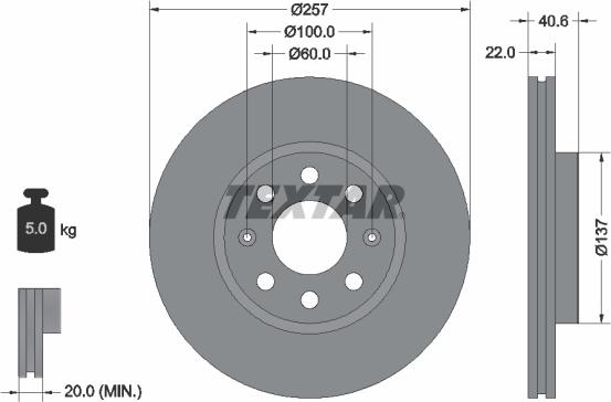 Textar 92145703 - Спирачен диск vvparts.bg