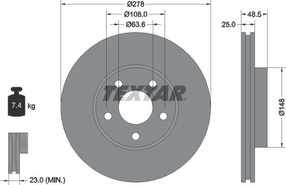 Textar 92141205 - Спирачен диск vvparts.bg