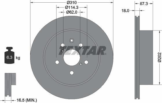 Textar 92148003 - Спирачен диск vvparts.bg