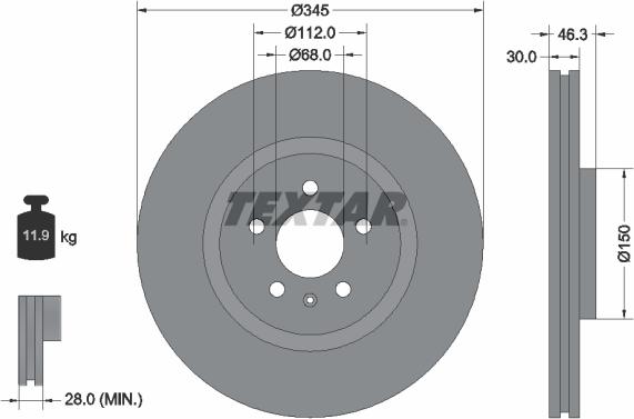 Textar 92143905 - Спирачен диск vvparts.bg