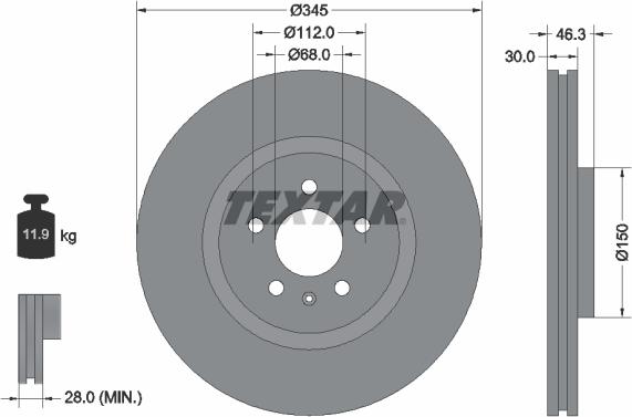 Textar 92143900 - Спирачен диск vvparts.bg