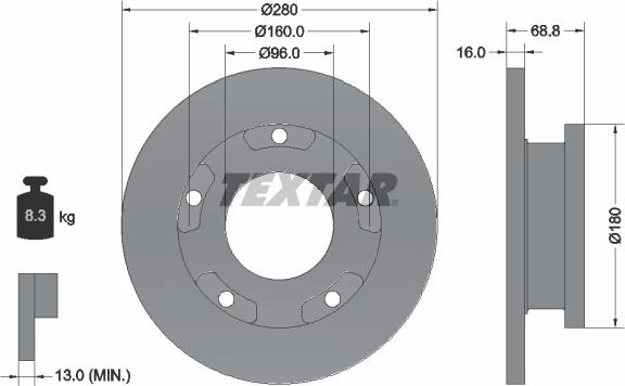 Textar 92159100 - Спирачен диск vvparts.bg