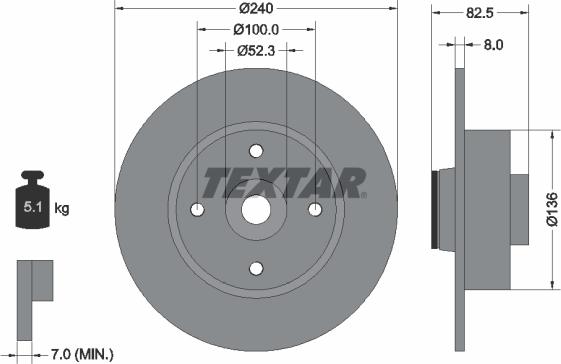 Textar 92154403 - Спирачен диск vvparts.bg