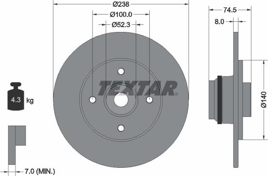 Textar 92154000 - Спирачен диск vvparts.bg