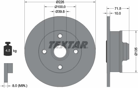 Textar 92154200 - Спирачен диск vvparts.bg