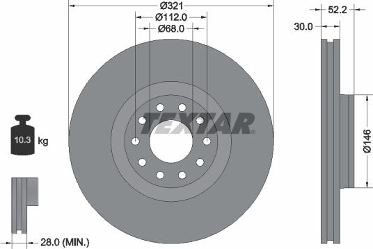 Textar 92154705 - Спирачен диск vvparts.bg