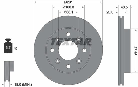 Textar 92158900 - Спирачен диск vvparts.bg