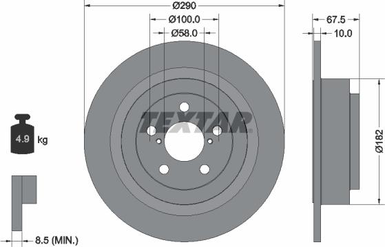 Textar 92158800 - Спирачен диск vvparts.bg