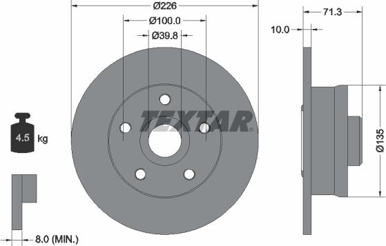 Textar 92153800 - Спирачен диск vvparts.bg