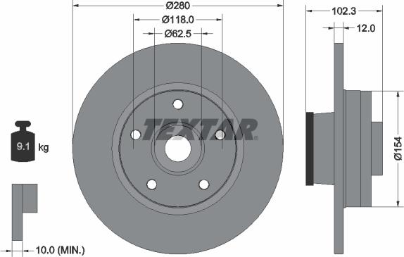 Textar 92153703 - Спирачен диск vvparts.bg