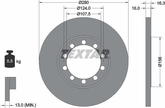 Textar 92152000 - Спирачен диск vvparts.bg