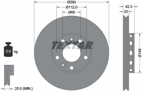 Textar 92152200 - Спирачен диск vvparts.bg