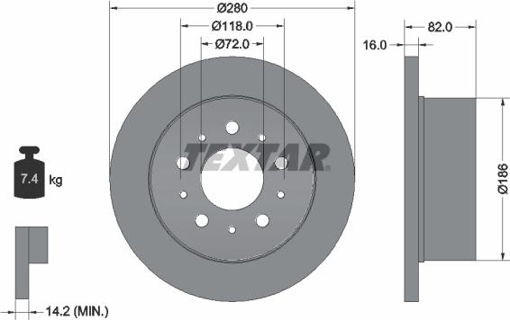 Textar 92157403 - Спирачен диск vvparts.bg