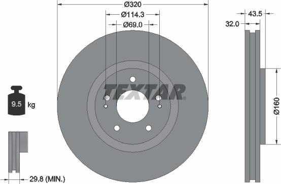 Textar 92169903 - Спирачен диск vvparts.bg