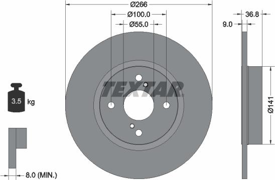 Textar 92169203 - Спирачен диск vvparts.bg