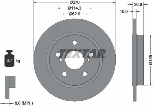 Textar 92164003 - Спирачен диск vvparts.bg